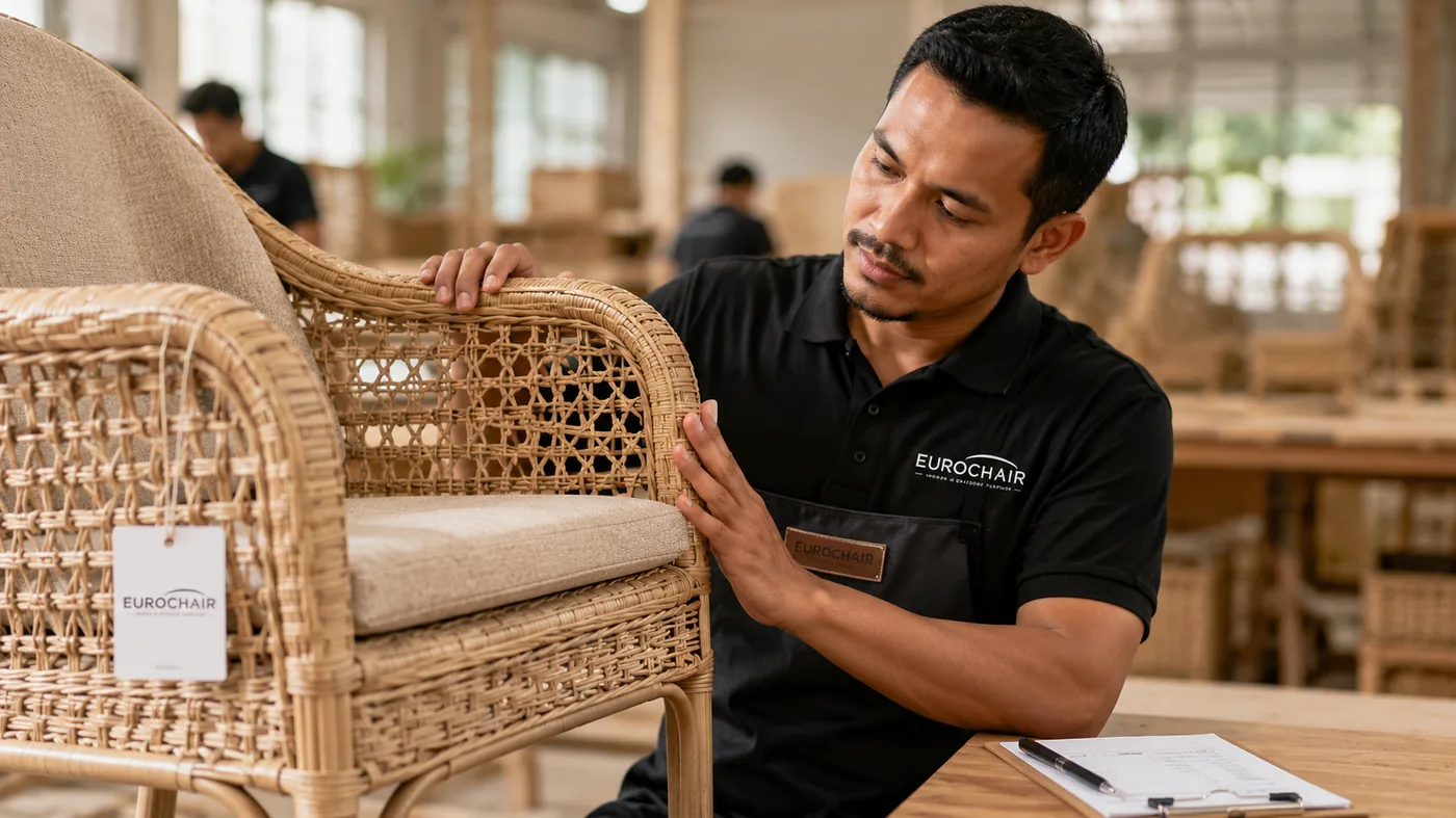 Quality inspection of rattan chair