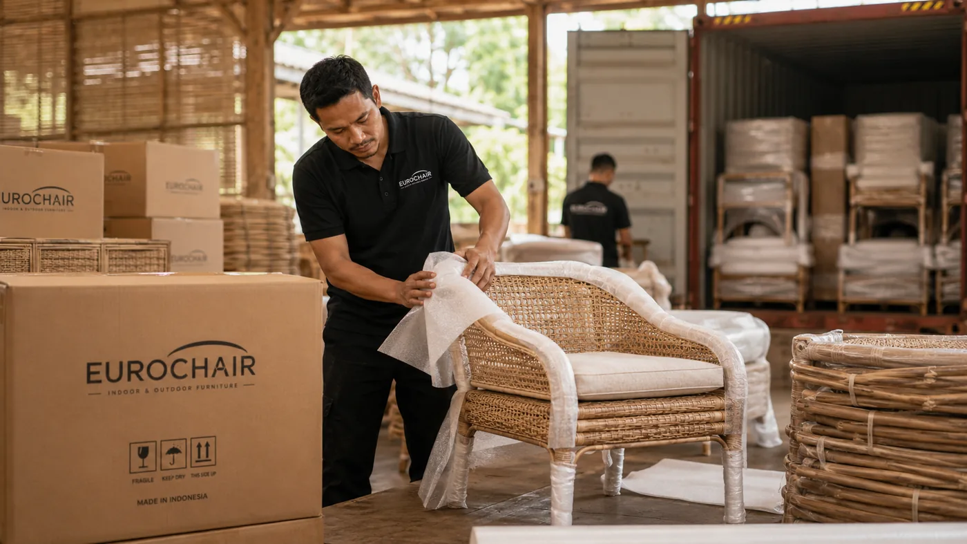 Export packing of Eurochair furniture